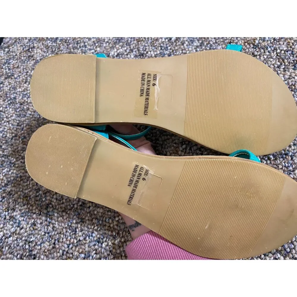 Black Poppy Teal Women's Sandals Size 6